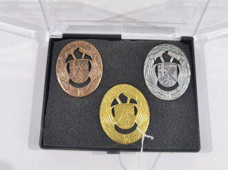 Rheinland-Pfalz, Feuerwehr Leistungsabzeichen in Bronze, Silber und Gold in Schachtel