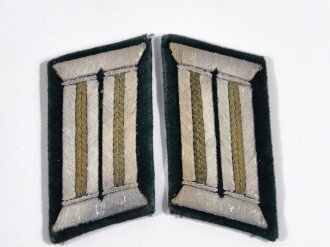 Heer, Paar Kragenspiegel für einen Offizier der Nachrichtentruppe, getragenes Paar