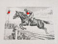 Lithografie, Druck ? " H.Strieffler Landau" Darstellend einen Angehörigen im SA Reitersturm zu Pferd. Maße des Blattes 37 x 50cm