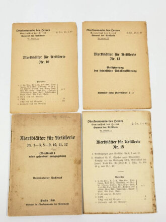 "Merkblätter für Artillerie" datiert 1940