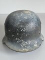 Heer, Stahlhelm Modell 1942. hkp66, das Innenfutter original verbaut. Originallack, wann die weiße Farbe auf den Helm kam kann ich leider nicht beantworten