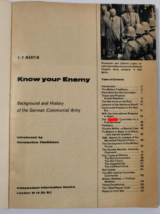Know your Enemy, Background and History of the German Communist Army, F. P .Martin, 160 Seiten, DIN A4, gebraucht, aus Raucherhaushalt