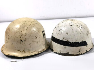 "Police Militaire" PM Stahlhelm. Auf Basis eines französischen Helm Modell 1951.- Originallack