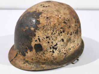 U.S. WWII M1 steel helmet. Water recovered