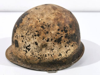 U.S. WWII M1 steel helmet. Water recovered