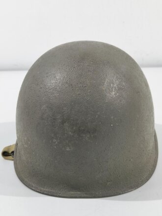 U.S.after  WWII M1 steel helmet. Back seam shell, liner maybe WWII with replaced swaet and neck band.