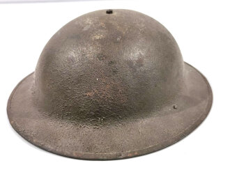 US WWII M1917A1 Kelly Type Helmet. Basically a modified WWI M17 helmet. In use till the M1 helmet took place. Nice exsample, original paint and correct liner and chin strap