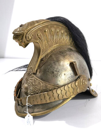 Frankreich , Helm für Dragoner Modell 1874. In allen Teilen originales Stück, zusammengehörig