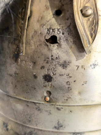 Frankreich , Helm für Dragoner Modell 1874. In allen Teilen originales Stück, zusammengehörig