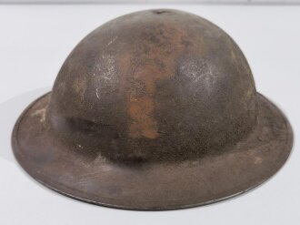 U.S. 1. Weltkrieg Stahlhelm Modell 1917. Komplett mit Innenfutter und Kinnriemen, Originallack.