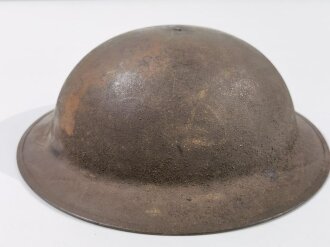 U.S. 1. Weltkrieg Stahlhelm Modell 1917. Komplett mit Innenfutter und Kinnriemen, Originallack.