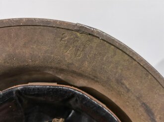 U.S. 1. Weltkrieg Stahlhelm Modell 1917. Komplett mit Innenfutter und Kinnriemen, Originallack.