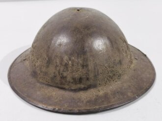 U.S. 1. Weltkrieg Stahlhelm Modell 1917. Komplett mit Innenfutter und Kinnriemen, Originallack. British made