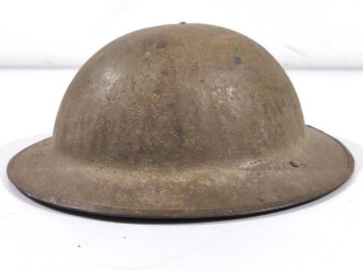 U.S. 1. Weltkrieg Stahlhelm Modell 1917. Komplett mit Innenfutter und Kinnriemen, Originallack. British made