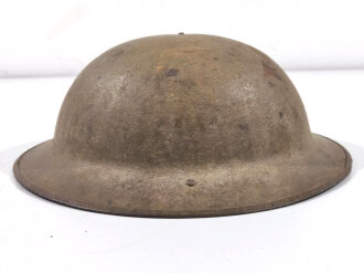 U.S. 1. Weltkrieg Stahlhelm Modell 1917. Komplett mit Innenfutter und Kinnriemen, Originallack. British made