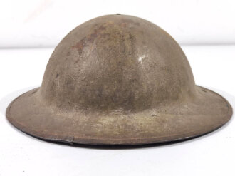 U.S. 1. Weltkrieg Stahlhelm Modell 1917. Komplett mit Innenfutter und Kinnriemen, Originallack. British made