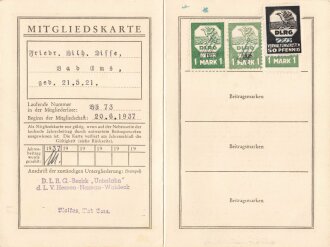 "DLRG Mitgliedskartes" Hessen-Nassau-Waldeck,...