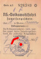 NS-Volkswohlfahrt Zuweisungsschein für eine Volksgasmaske, datiert 1939