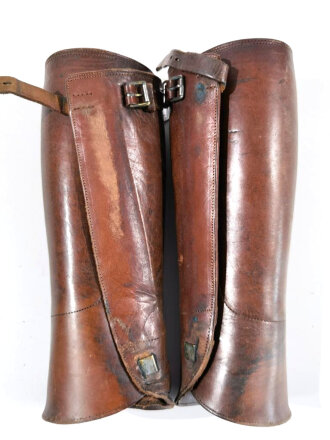 U.S. WWI, Pair of leather officers leggings. Used