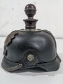 1.Weltkrieg Preussen, feldgraue Pickelhaube für Mannschaften der Artillerie. Getragenes Stück