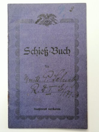 1.Weltkrieg Schießbuch eines Angehörigen, Schießjahr 1918