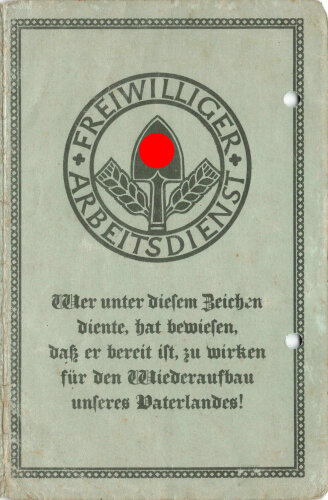 Freiwilliger Arbeitsdienst, Arbeitspass, Aachen, datiert 1934