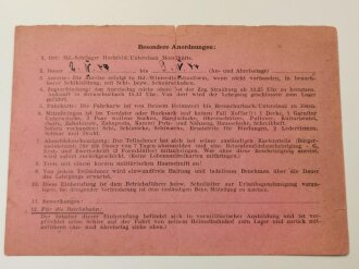 Teilnahmebestätigung zur Winterausbildung der Hilterjugend, datiert 1943/44