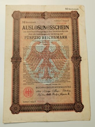 "Auslosungsschein und Anleiheablösungsschuld des Deutschen Reiches"