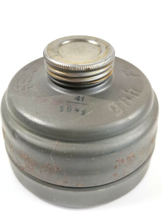 Gasmaskenfilter " Filtereinsatz 37 R" Wehrmacht, datiert 1941. Originallack