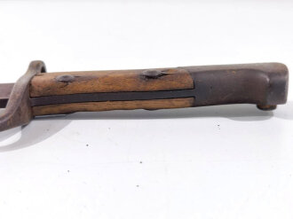 Brasilien, Seitengewehr Mauser Modell 1908  mit Scheide, genietete Griffschalen, Hersteller Simson &Co Suhl, nicht nummerngleich, ungereinigt