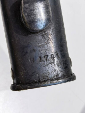 Argentinien, Seitengewehr für Mauser Modell 1909  mit Scheide, genietete Griffschalen, Hersteller Weyersberg& Kirschbaum Solingenl, nummerngleich