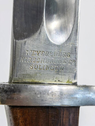 Chile, Seitengewehr für Mauser Modell 1895  mit Scheide, genietete Griffschalen, Hersteller Weyersberg& Kirschbaum Solingenl, nummerngleich