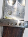 Chile, Seitengewehr für Mauser Modell 1895  mit Scheide, genietete Griffschalen, Hersteller Weyersberg& Kirschbaum Solingenl, nummerngleich