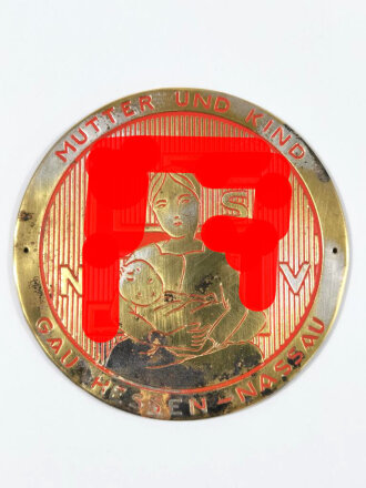 Türplakette NS Volkswohlfahrt "Mutter und Kind Gau Hessen Nassau" Durchmesser 90mm