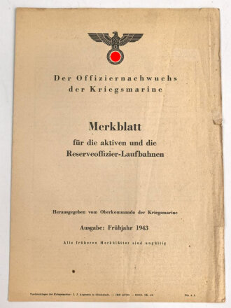 Der Offiziersnachwuchs der Kriegsmarine "Merkblatt...