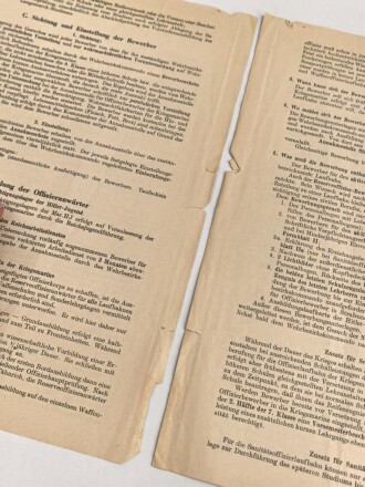 Der Offiziersnachwuchs der Kriegsmarine "Merkblatt für die aktiven und die Reserveoffizier-Laufbahnen" datiert 1943, DIN A4
