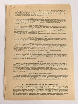 Der Offiziersnachwuchs der Kriegsmarine "Merkblatt für die aktiven und die Reserveoffizier-Laufbahnen" datiert 1943, DIN A4