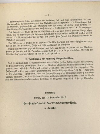 Kriegsmarine, M.Dv.Nr. 147 "Allgemeine Baubestimmungen 1 Nr. 4 - Dienstvorschrift für die Aufsichtsbeamten bei den Panzerplattenwerken" datiert 1939, DIN A4