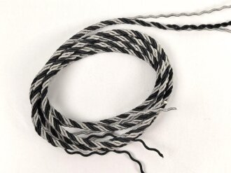 III. Reich schwarz-silberne Metalllitze, Durchmesser 2,5 mm, Länge 80cm , der Rest von der Rolle