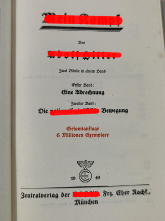 "Mein Kampf Jubiläumsausgabe" datiert 1940, gebraucht