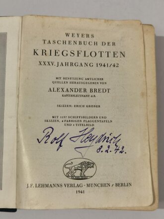 "Taschenbuch der Kriegsflotten 1941/42", ca....