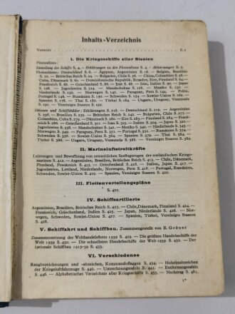 "Taschenbuch der Kriegsflotten 1941/42", ca. 500 Seiten, gebraucht, aus Raucherhaushalt