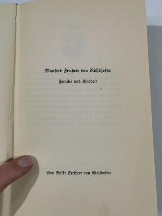 Richthofen "Der Rote Kampfflieger", datiert 1933, 262 Seiten, gebraucht, aus Raucherhaushalt
