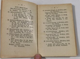 "Miniatur-Bibliothek 400-402 Einteilung, Uniformierung und Garnisonen des Deutschen Reichsheeres", 175 Seiten, ca um 1910, gebraucht, aus Raucherhaushalt