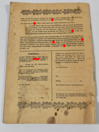 "Der SA.-Führer - Zeitschrift der SA-Führer der NSDAP" Sonderdruck 3, 48 Seiten, datiert 1939, DIN A5, stark gebraucht, aus Raucherhaushalt