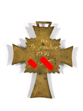 Ehrenkreuz der Deutschen Mutter ( Mutterkreuz ) in Gold, Emaillebeschädigt unten und im Zentrum