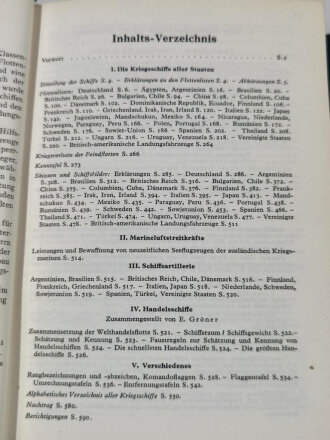 "Taschenbuch der Kriegsflotten 1943/44", Neuauflage 1974,  ca. 590 Seiten, gebraucht, aus Raucherhaushalt