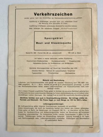 Prospekt über "Wetterfeste Hinweisschilder" Firma Erich Teltz Berlin, 6seitig, DIN A4