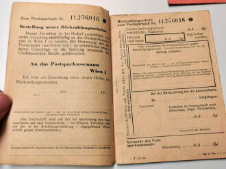 Deutsche Reichspost, Kündigungs- und Rückzahlungsscheine zum Postsparbuch, Postsparbuch und Ausweiskarte, datiert 1944