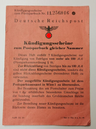 Deutsche Reichspost, Kündigungs- und...